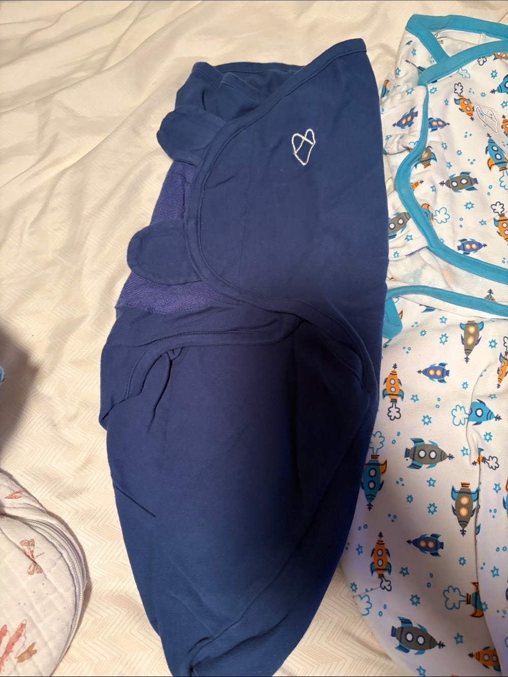3 Kids Navy Blue & White Rocket Print Pajama Sleep Sack - Large - Picture 5 of 5